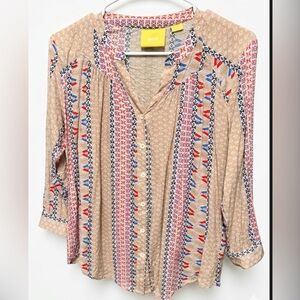 Anthropologie Maeve Sunset District Boho Southwest Print Button Down Top S EUC